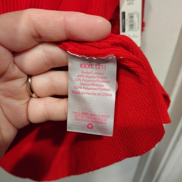 NWT No Boundaries Junior Girl's Red Puff Sleeve Sweater Top Sz XXXL (21) Holiday - Picture 6 of 7